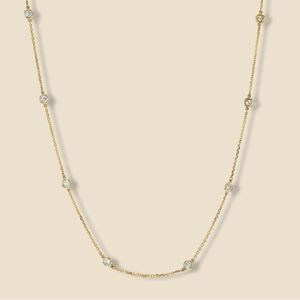 14k Solid Gold Bezel By The Yard Strand Necklace | Birthday Gift | Genuine Gold